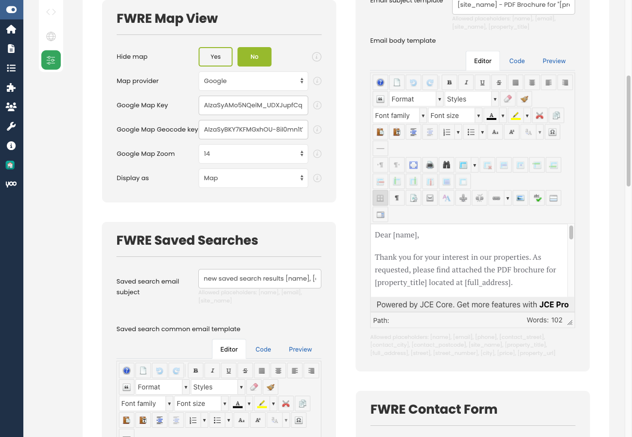 Map View settings card in Settings → General tab